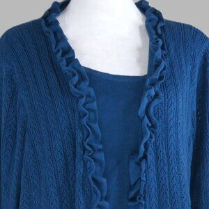Sag Harbor Women's Blue Long-Sleeve Pullover Faux Two-Piece Sweater Size L C2044